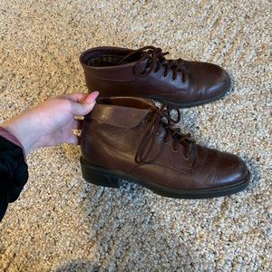American vintage cherry cocoa leather ankle boots